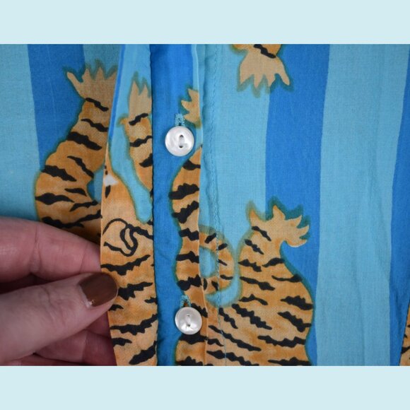 Tuckernuck Guadalupe Dress Size Medium Blue Striped Luciana Tibet Tiger Maxi - Picture 9 of 15